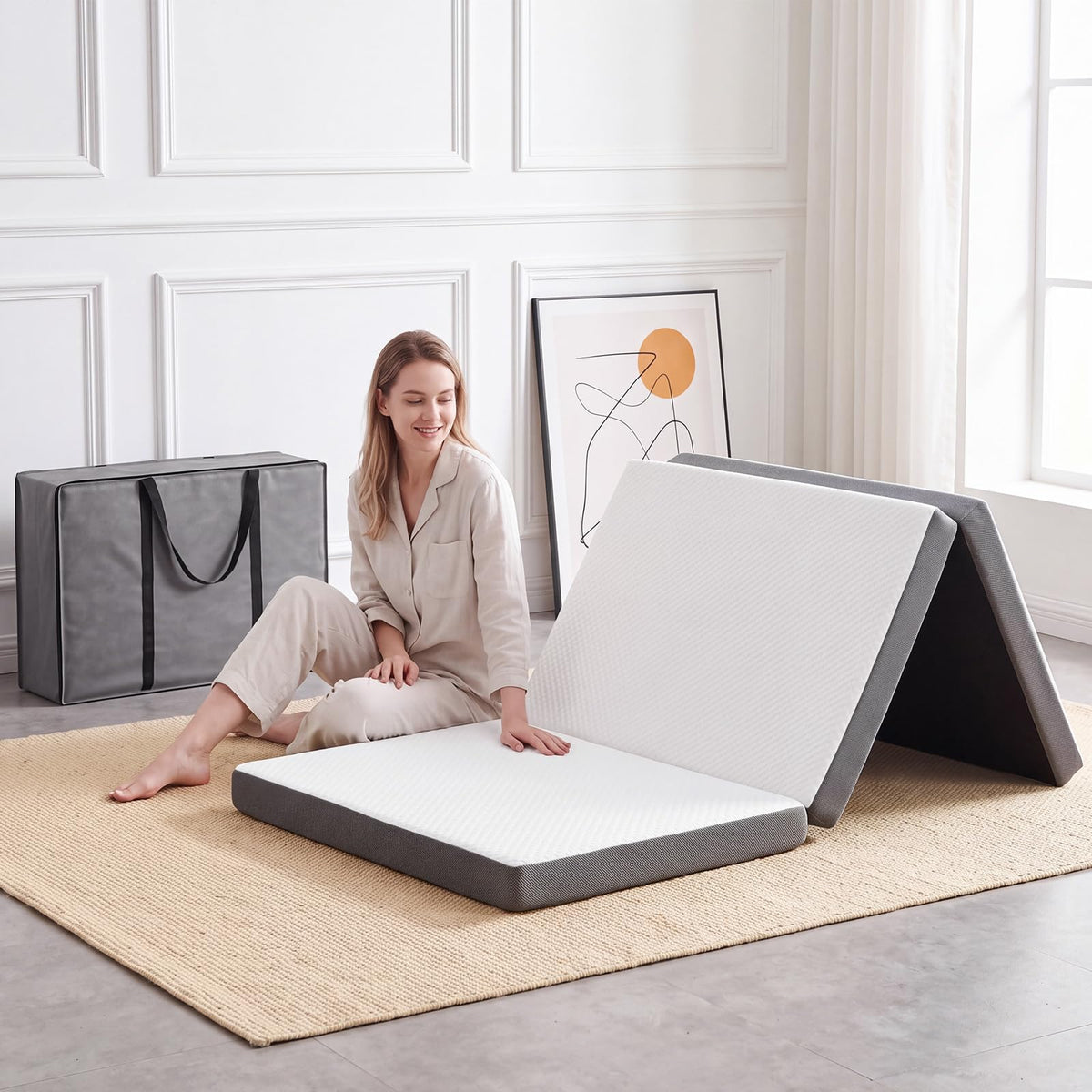 Twin Trifold Memory Foam Mattress with Washable Cover H915
