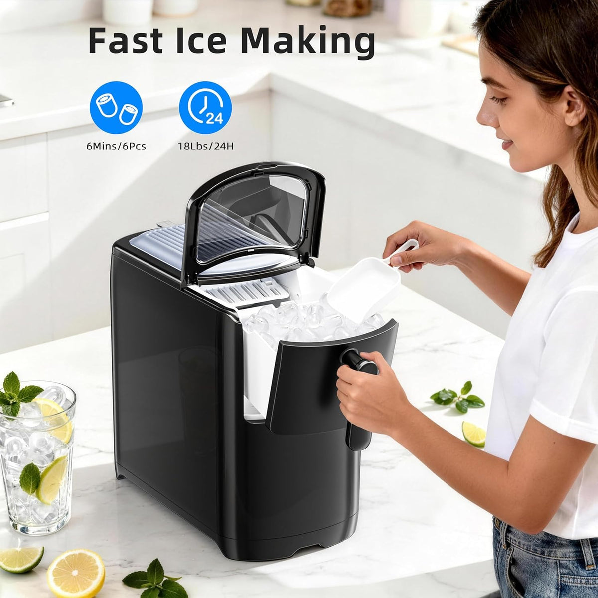 Black Countertop Ice Maker Machine V34231