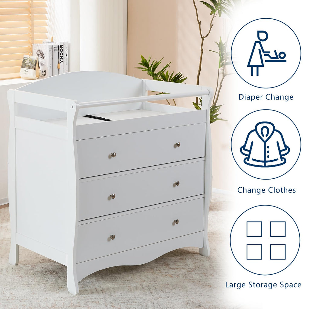 White Changing Table Dresser U2638