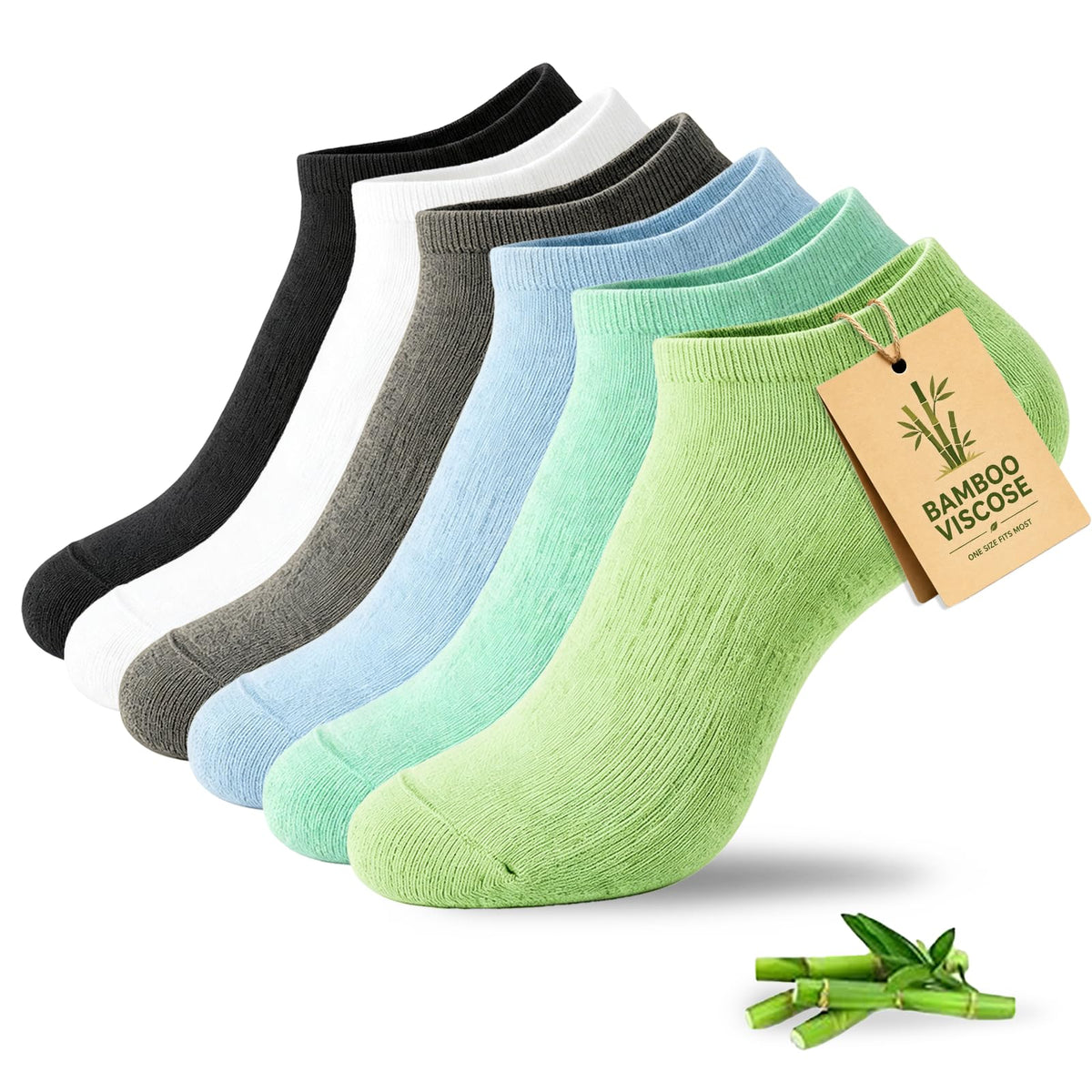 Women's Ankle Socks 6 Pairs Bamboo Viscose Seamless B394738