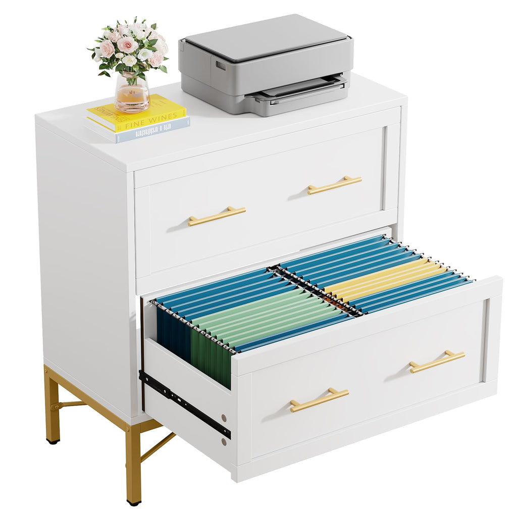 White 2 Drawer Wood File Cabinet T2326