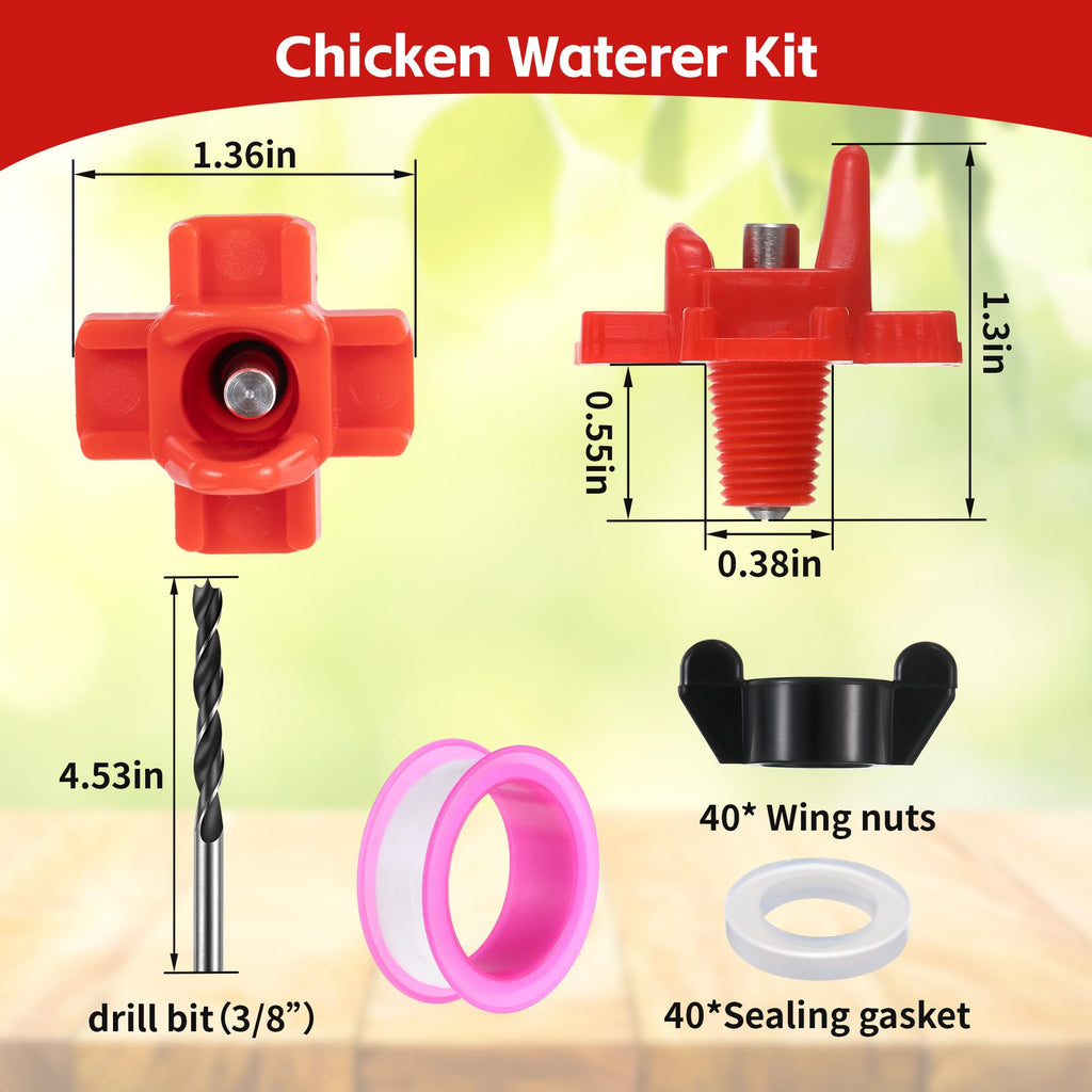 40 Pcs Chicken Waterer Nipples with Drill Bit N79682