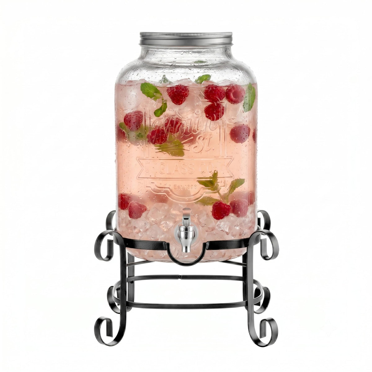 Glass Beverage Dispenser with Metal Stand 3 Gal U618137