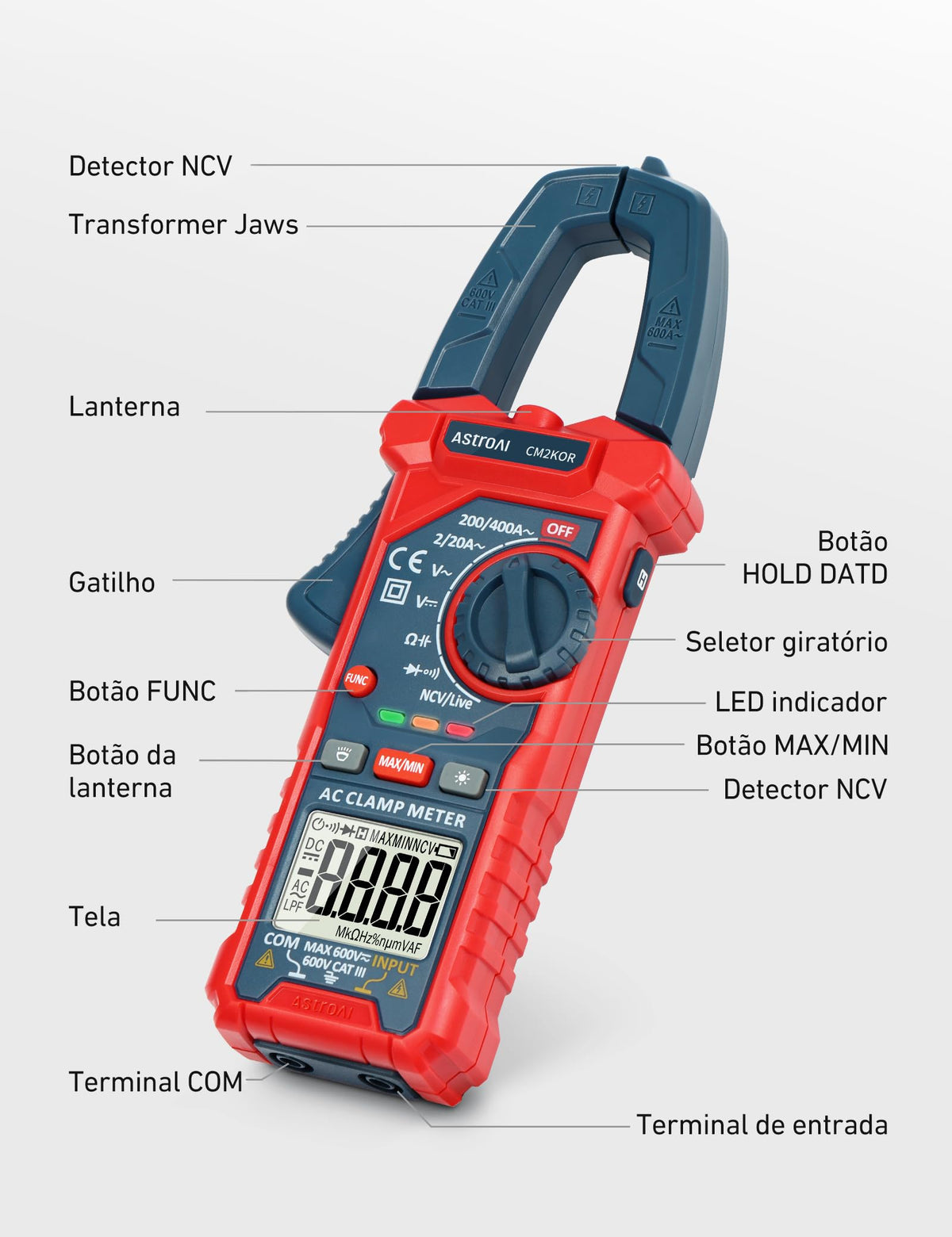 Digital Clamp Meter Multimeter 2000 Counts Auto-ranging Y9569
