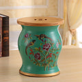 Glazed Hand-Painted Ceramic Drum Stool J3695