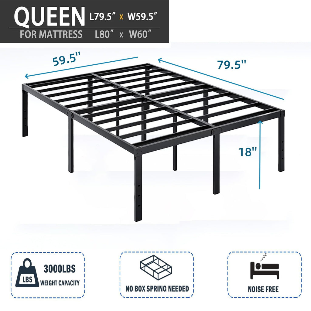 18 Inch Queen Metal Platform Bed Frame S5860