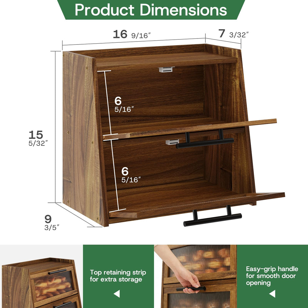 Acacia Wood 2-Layer Bread Box U4593