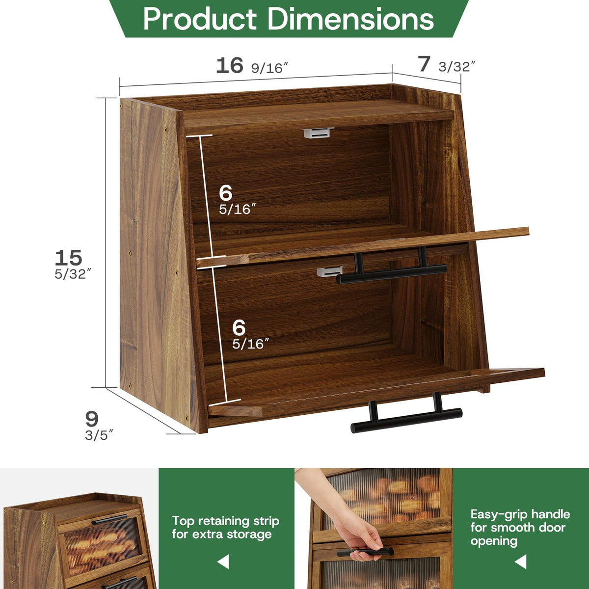 Acacia Wood 2-Layer Bread Box U4593
