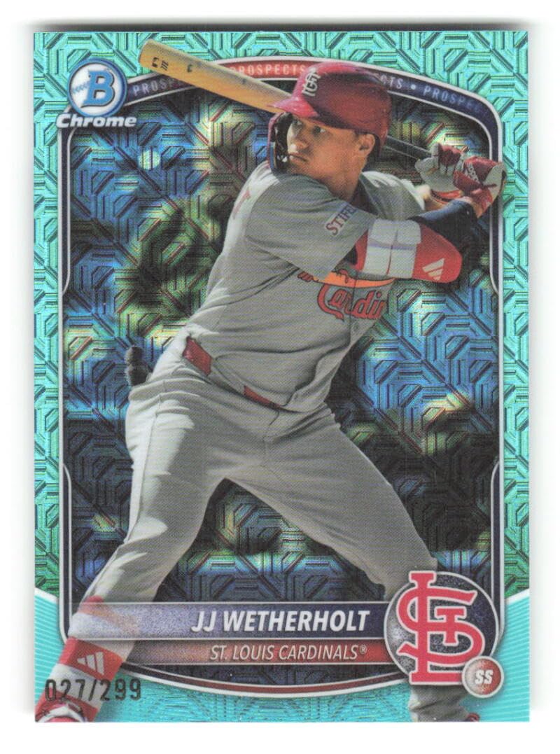 2025 Bowman Chrome Prospects Mega Box Aqua Mojo Refractor Baseball Trading Card W5436