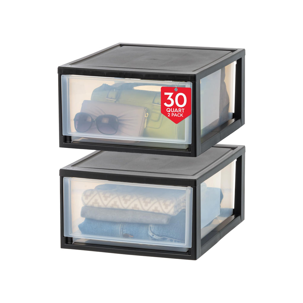2-Pack 30 Qt. Black Stacking Drawer Organizer L99064