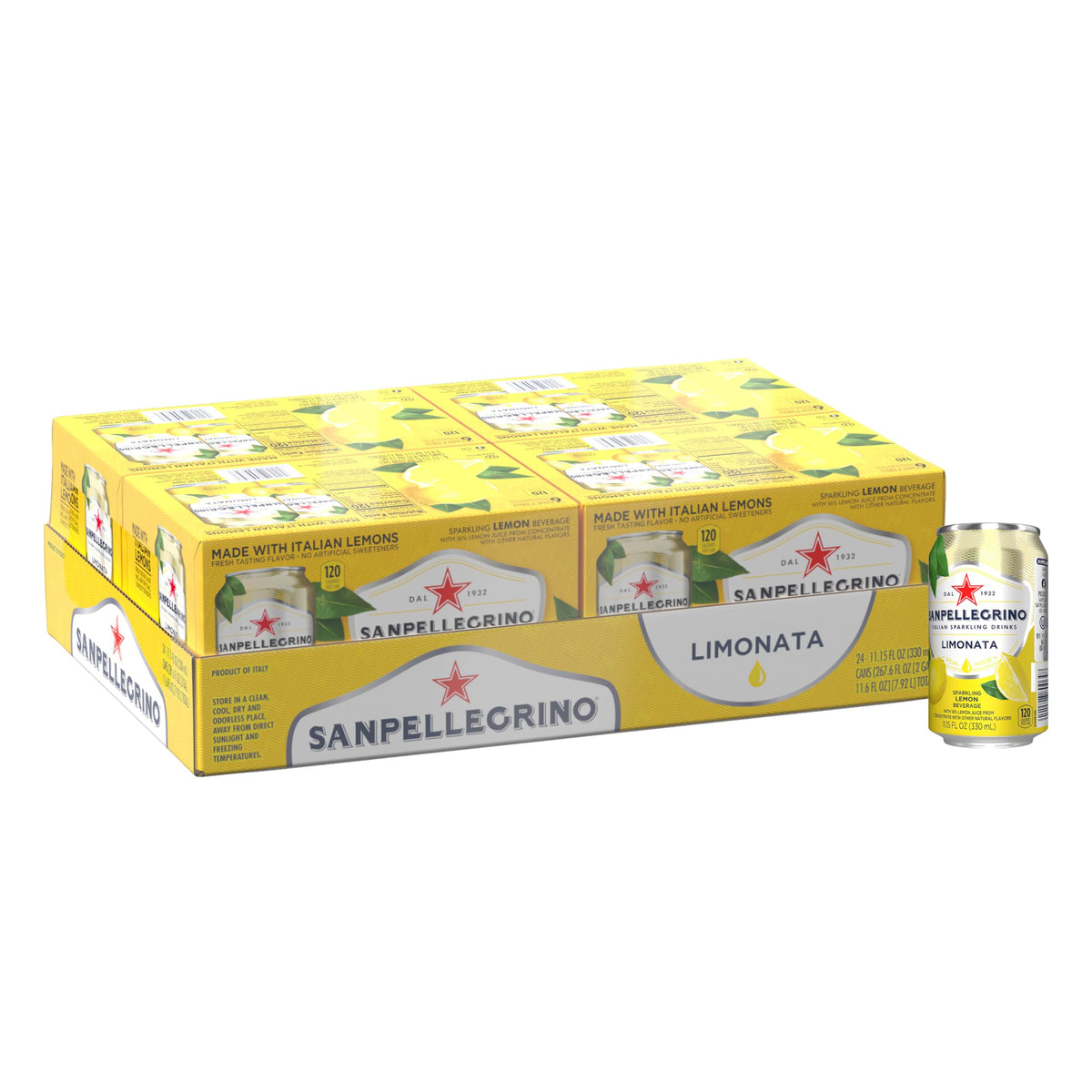Italian Sparkling Lemon Beverage 24 Pack of 11.15 Fl Oz Cans Z68772