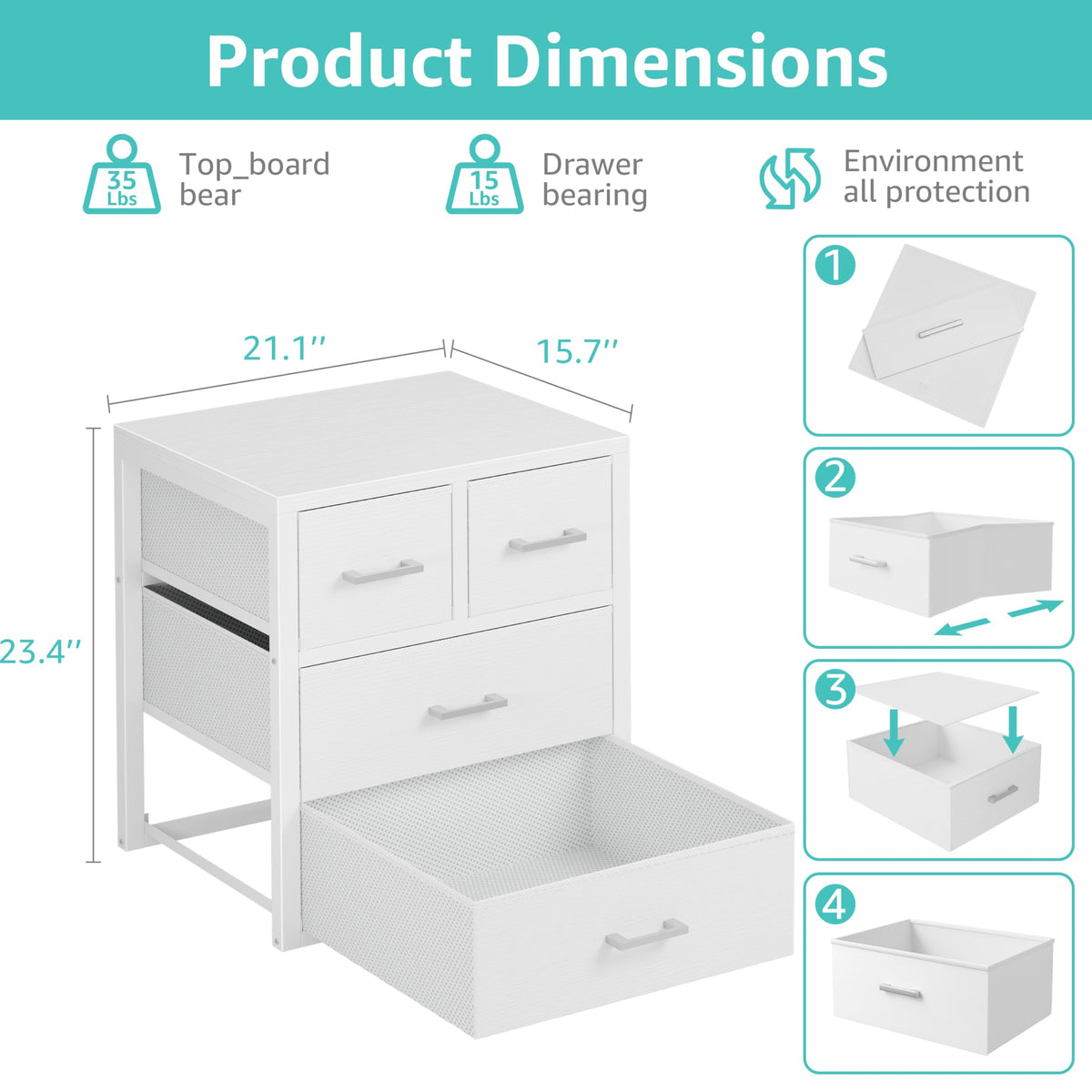 White 4 Drawer Dresser U517264