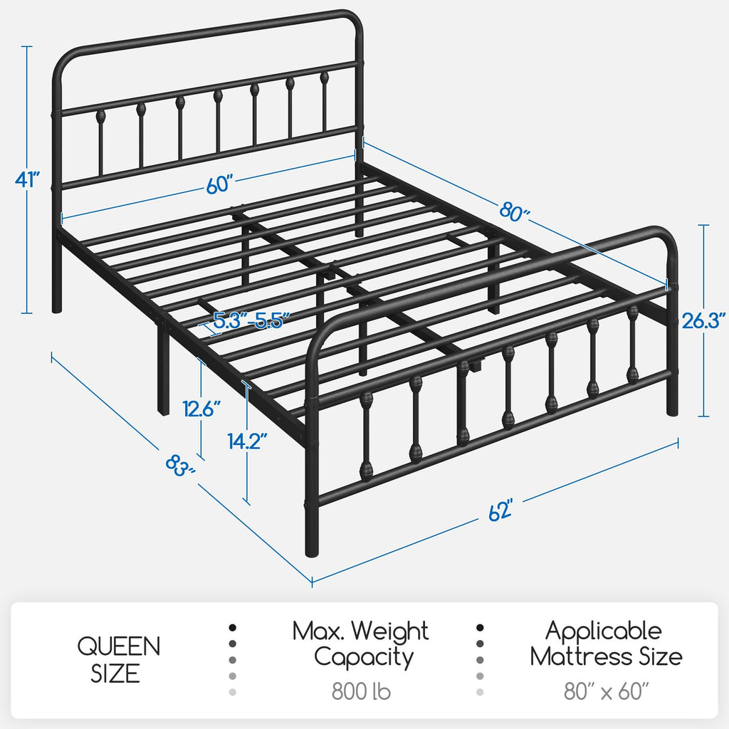 Queen Metal Platform Bed Frame H5629