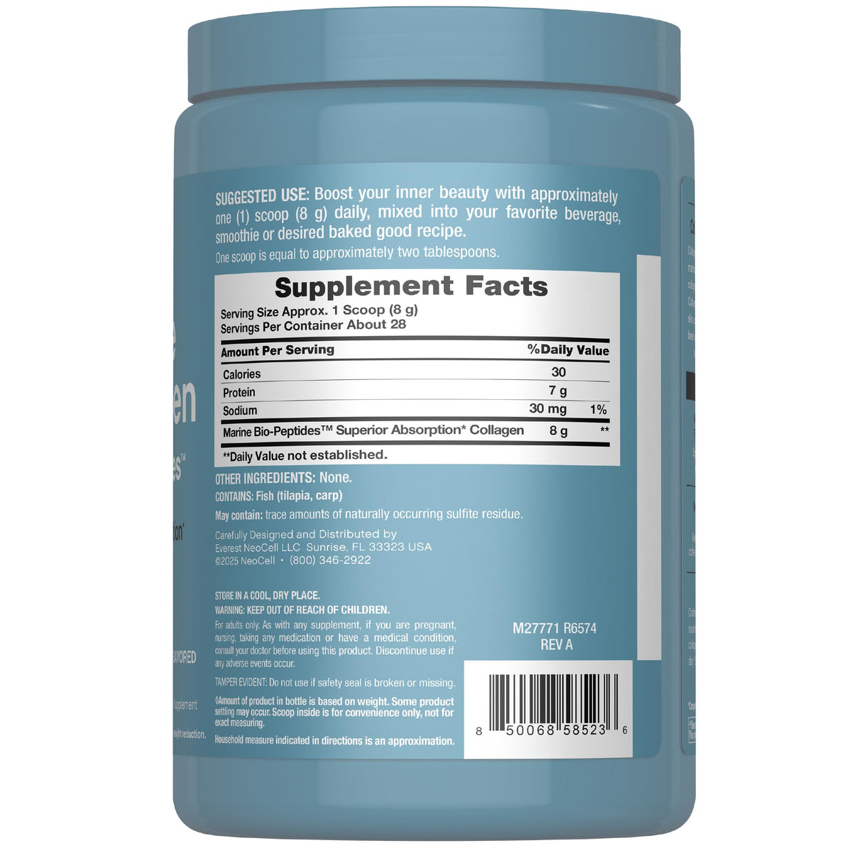 Marine Collagen Peptides Powder 8 oz Unflavored I67723