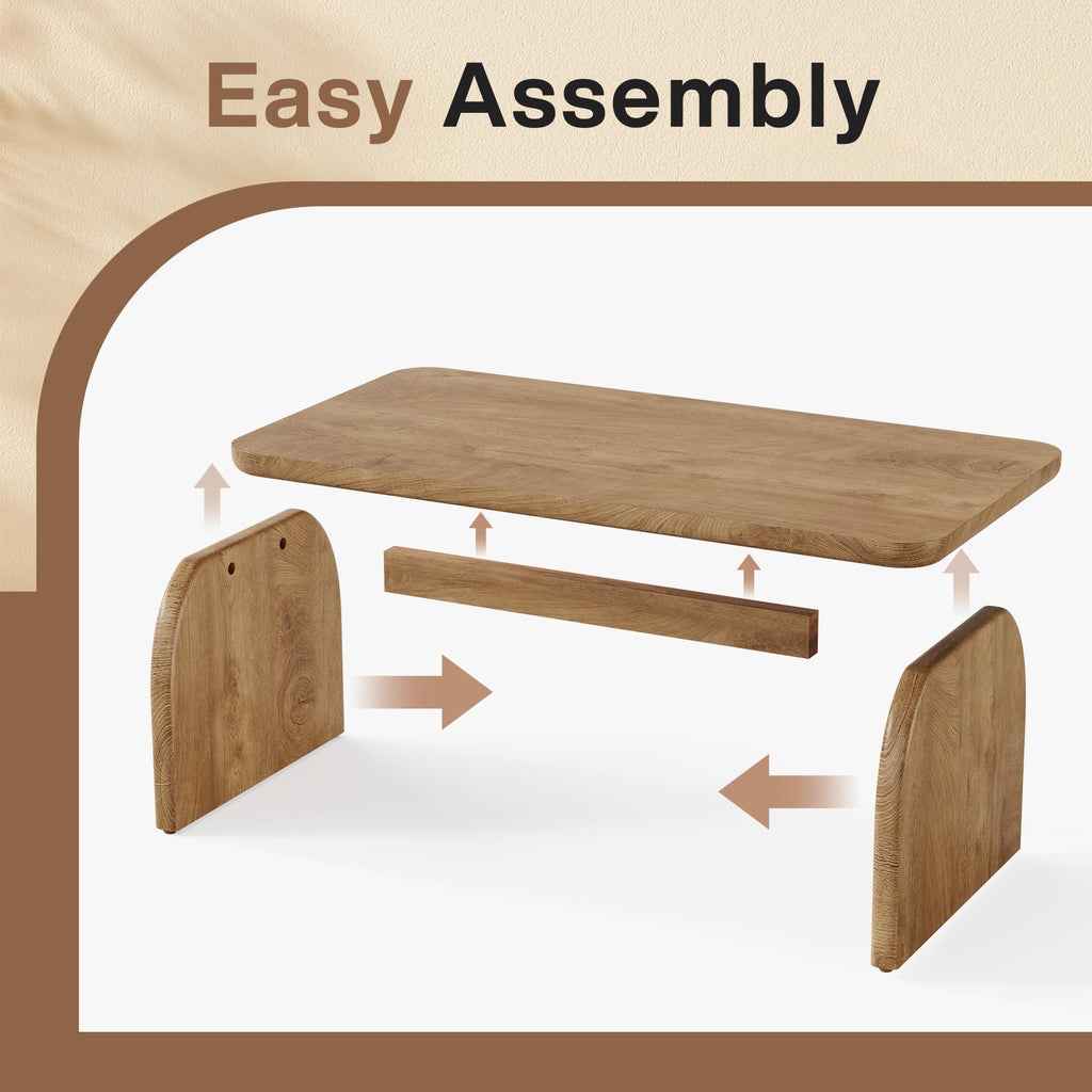 47-Inch Natural Brown Wood Coffee Table C816