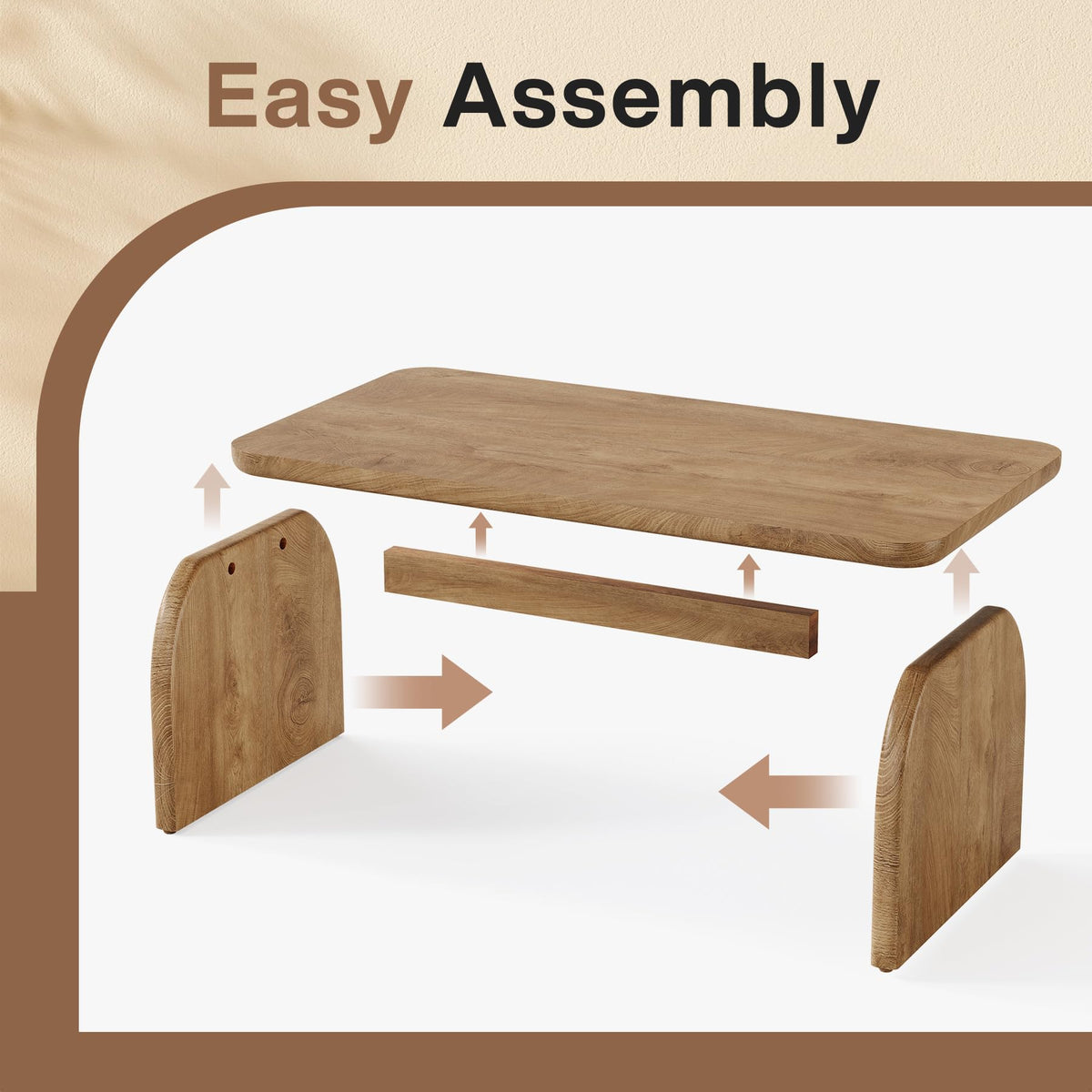 47-Inch Natural Brown Wood Coffee Table C816