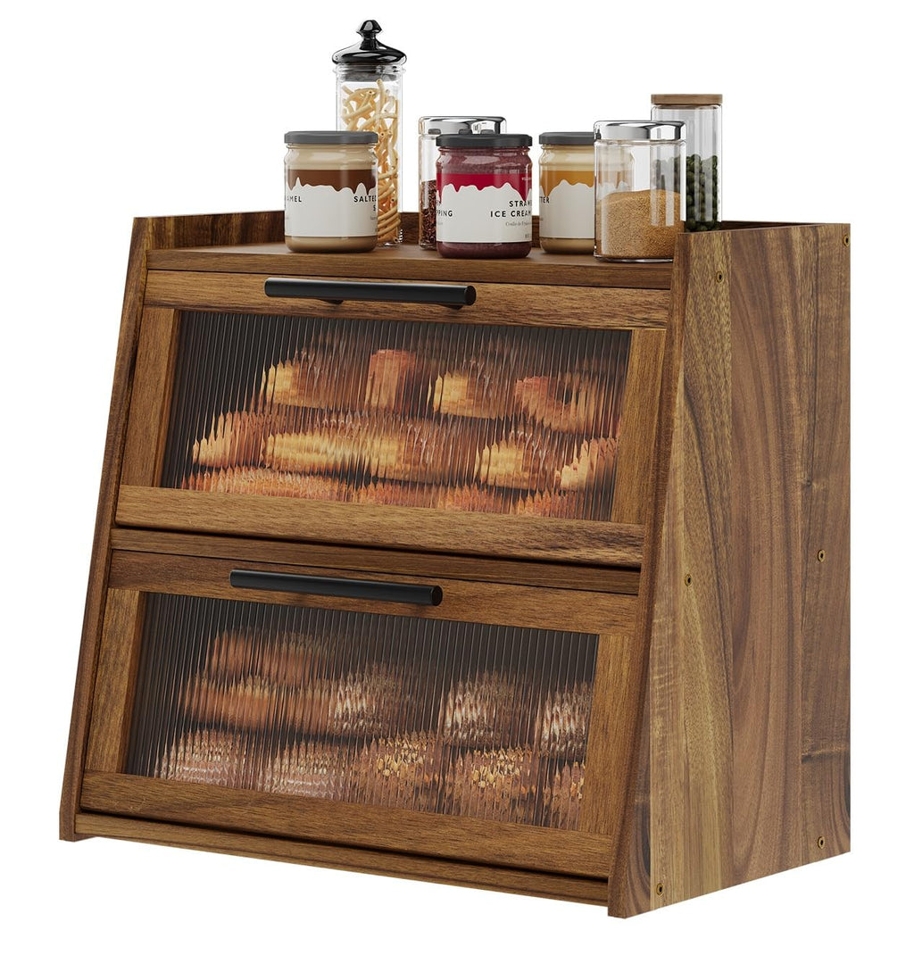 Acacia Wood 2-Layer Bread Box U4593