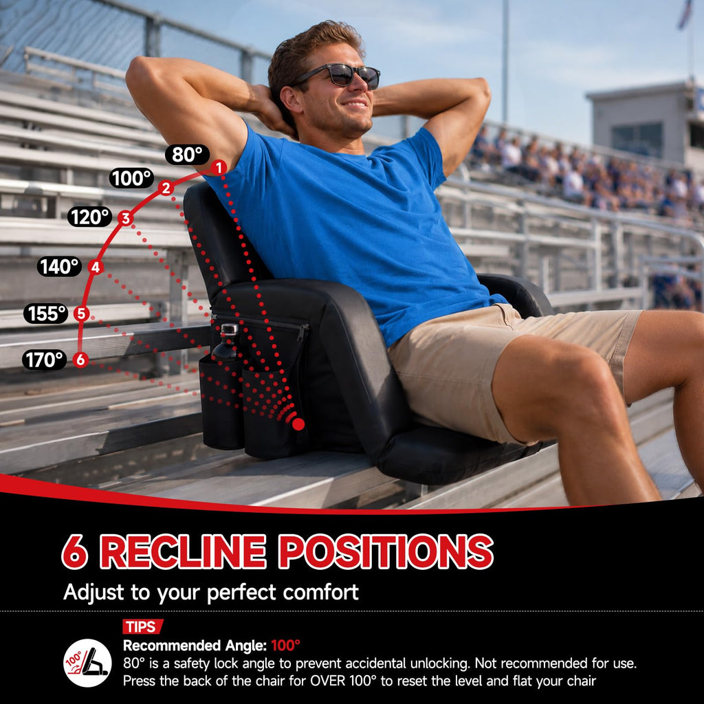 2 Pack Folding Stadium Seats with Back Support and Cushion G275