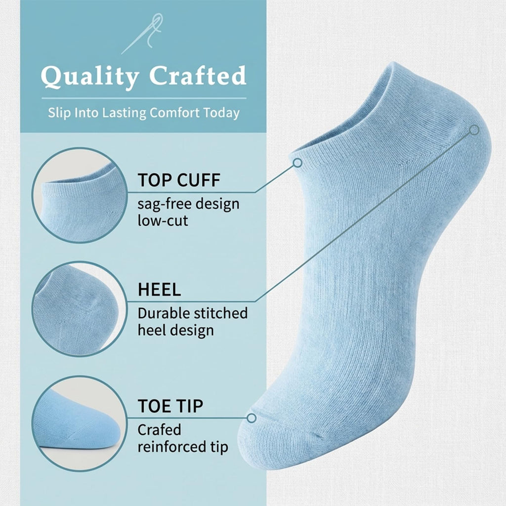 Women's Ankle Socks 6 Pairs Bamboo Viscose Seamless B394738