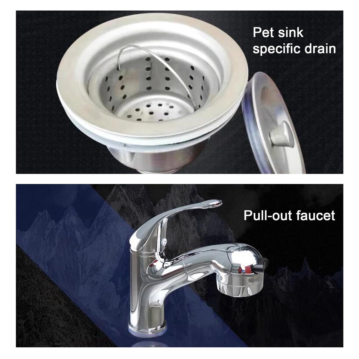 Stainless Steel Dog Grooming Tub with Stairs and Faucet B36002
