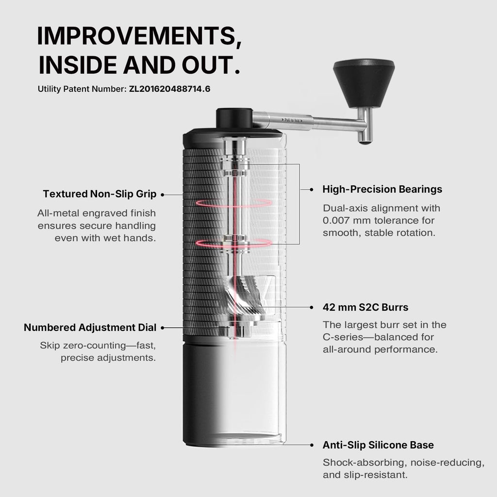 Manual Coffee Grinder with Conical Burr, Portable Hand Coffee Mill, Black J85275