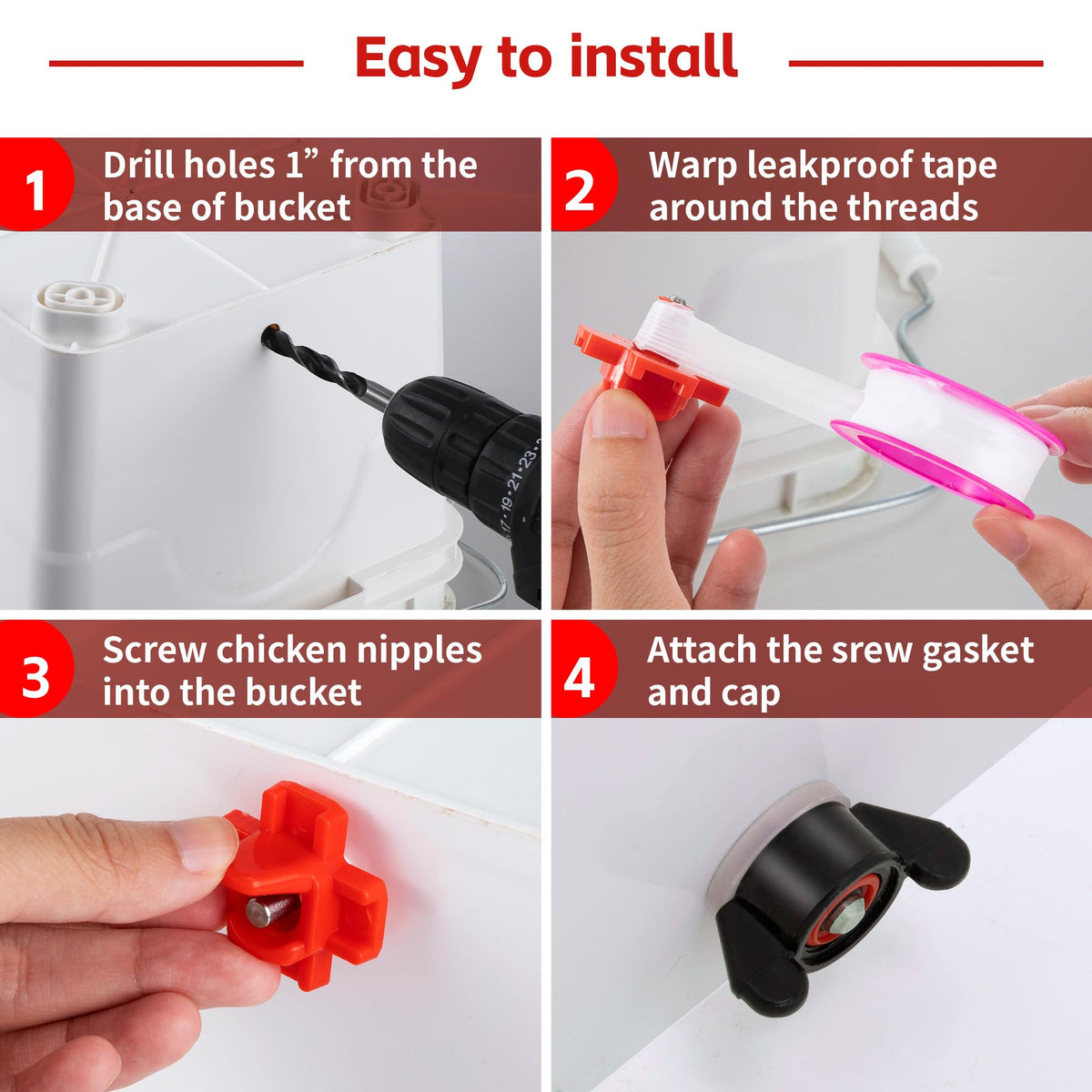 40 Pcs Chicken Waterer Nipples with Drill Bit N79682