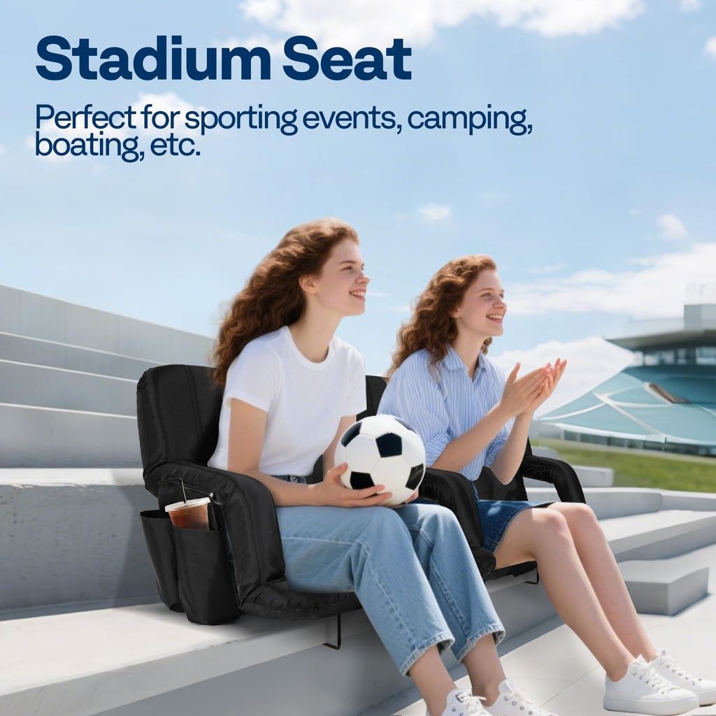 2 Pack Portable Padded Stadium Seats with Back Support and Cup Holder O54122