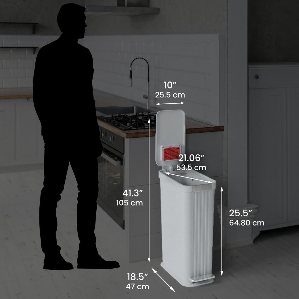 50 L Slim Step Pedal Kitchen Trash Can with Odor Filter O894
