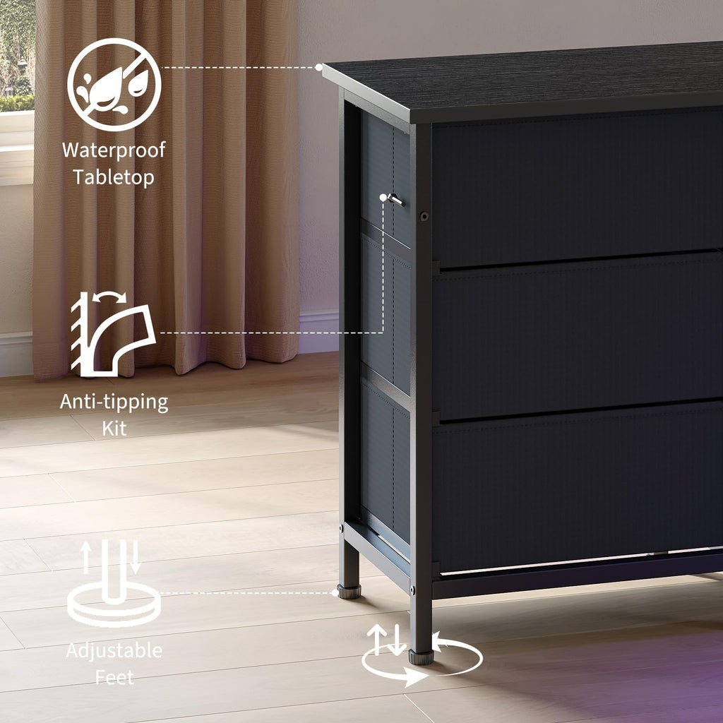70 Inch Dresser TV Stand with Drawers and Outlet S252