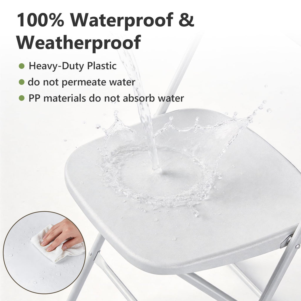 White 10 Pack Plastic Folding Chairs with Metal Frame I2657