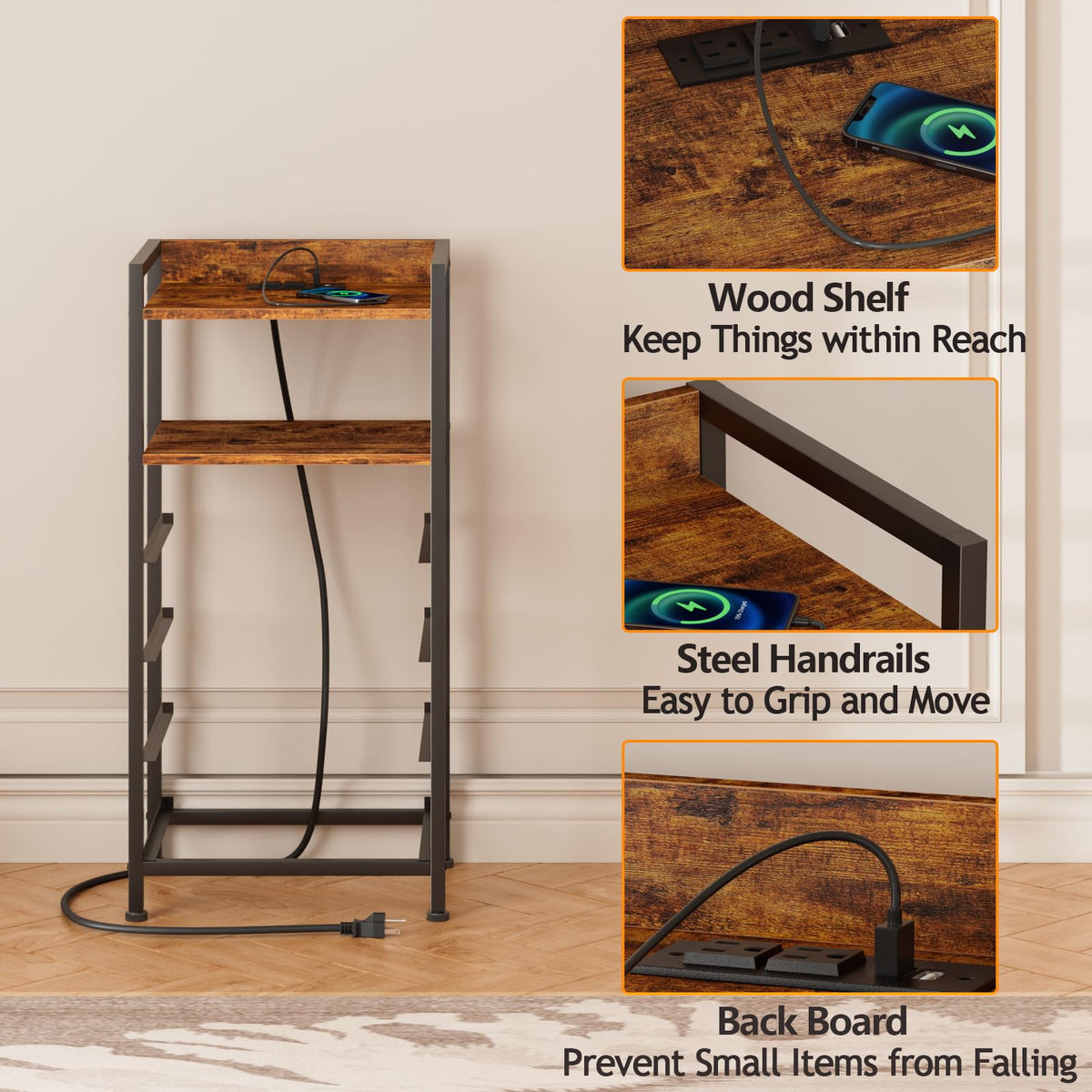 4 Drawer Night Stand with Charging Station X7106