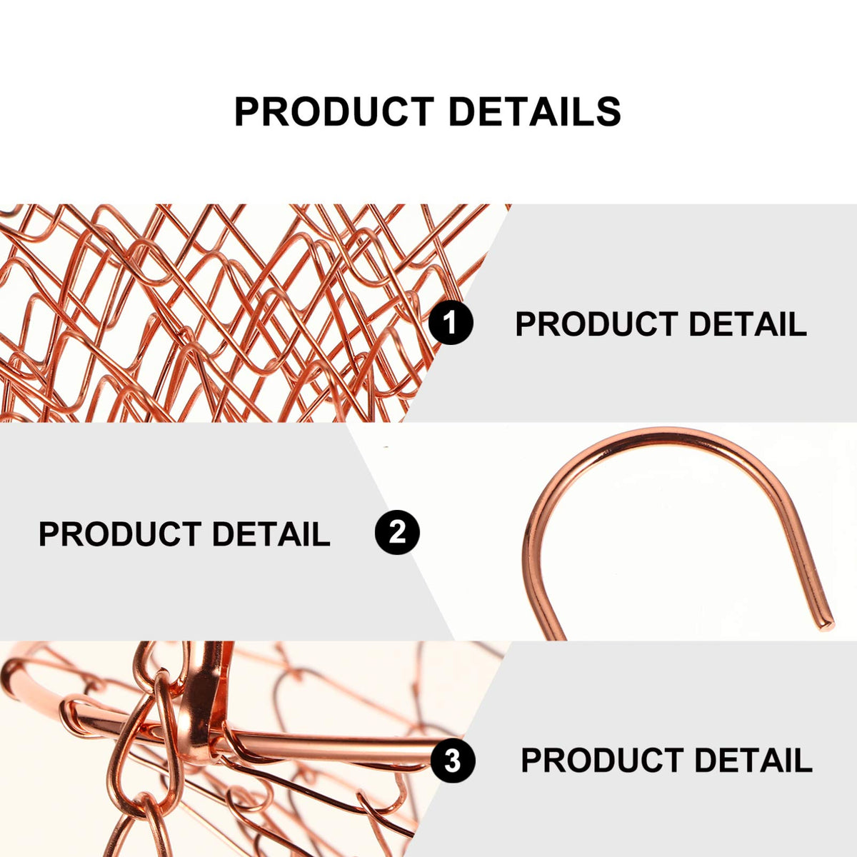 3-Tier Copper Foldable Wire Hanging Basket Z509