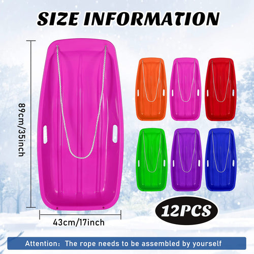 12 Pcs 35 Inch Plastic Snow Sleds Y3804