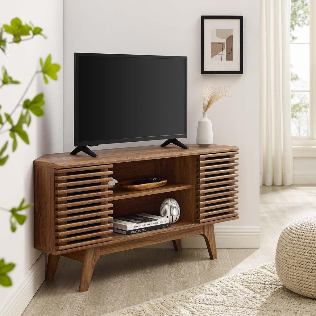 Mid-Century Modern Corner Media TV Stand G5958