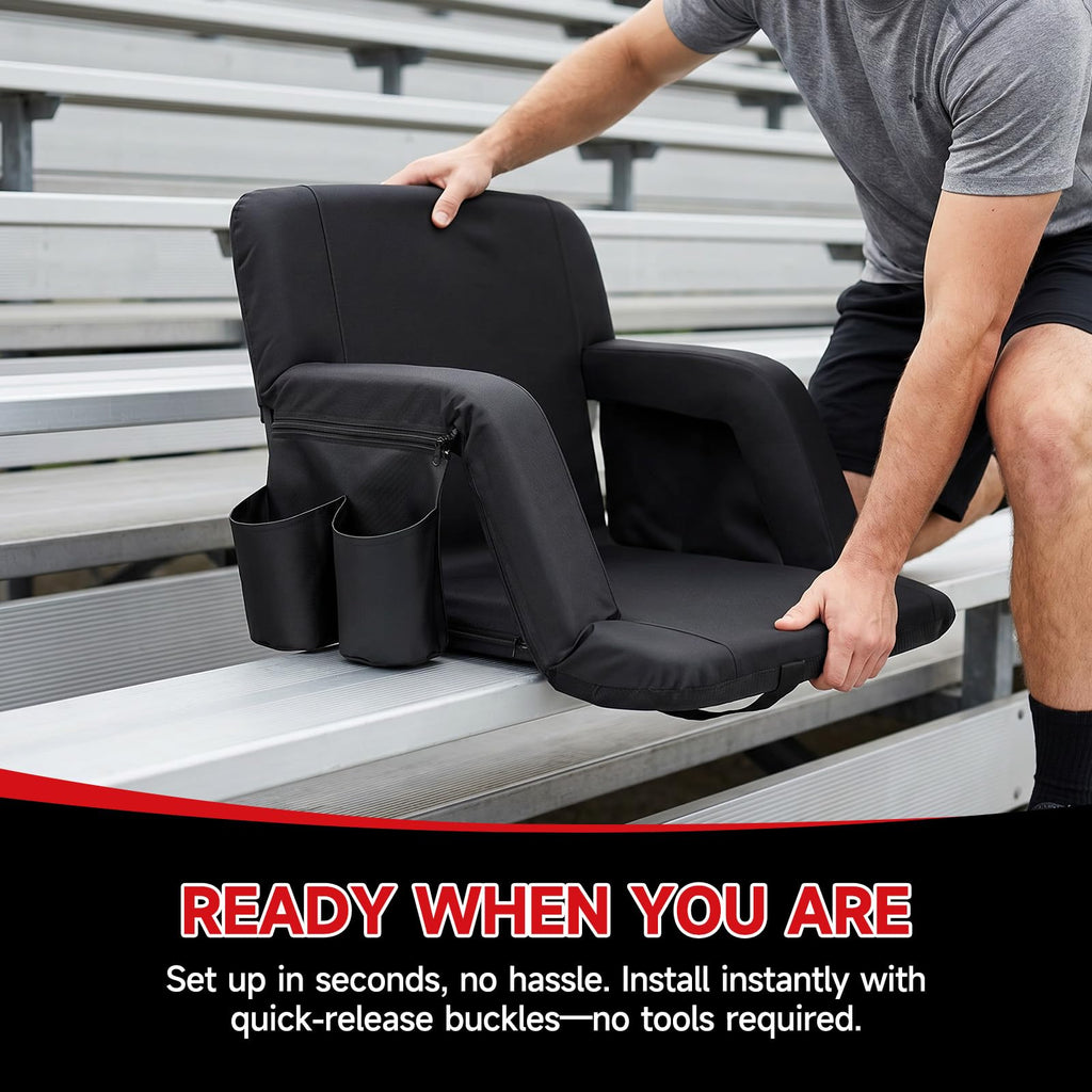 2 Pack Folding Stadium Seats with Back Support and Cushion G275