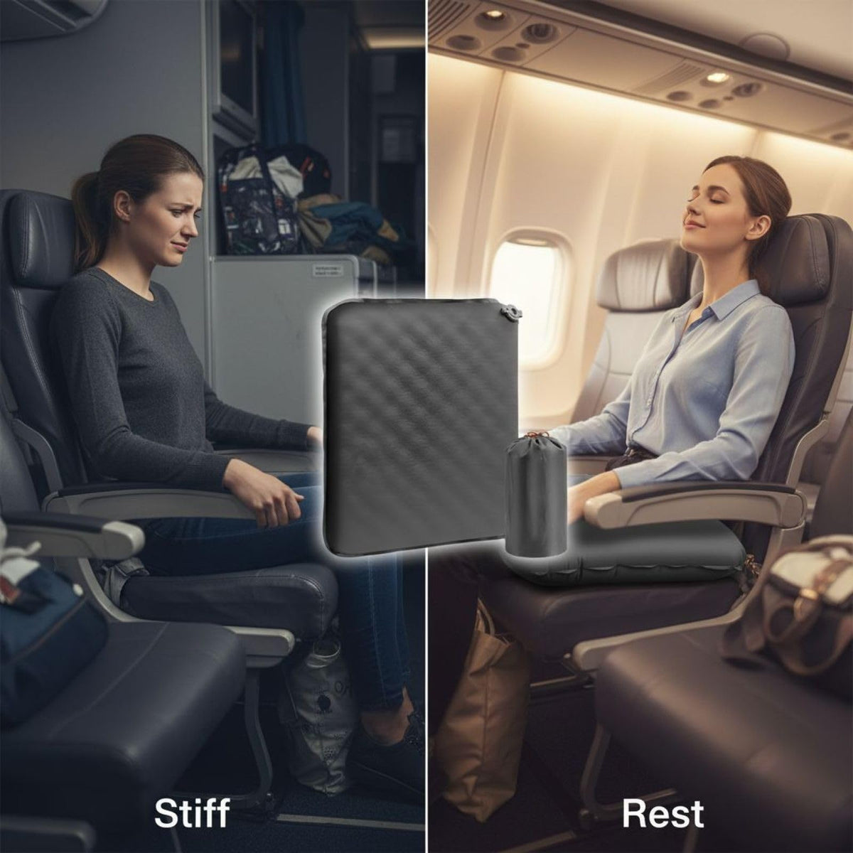 2 Pcs Inflatable Seat Cushion, 16.9 x 13 in Nylon TPU T187