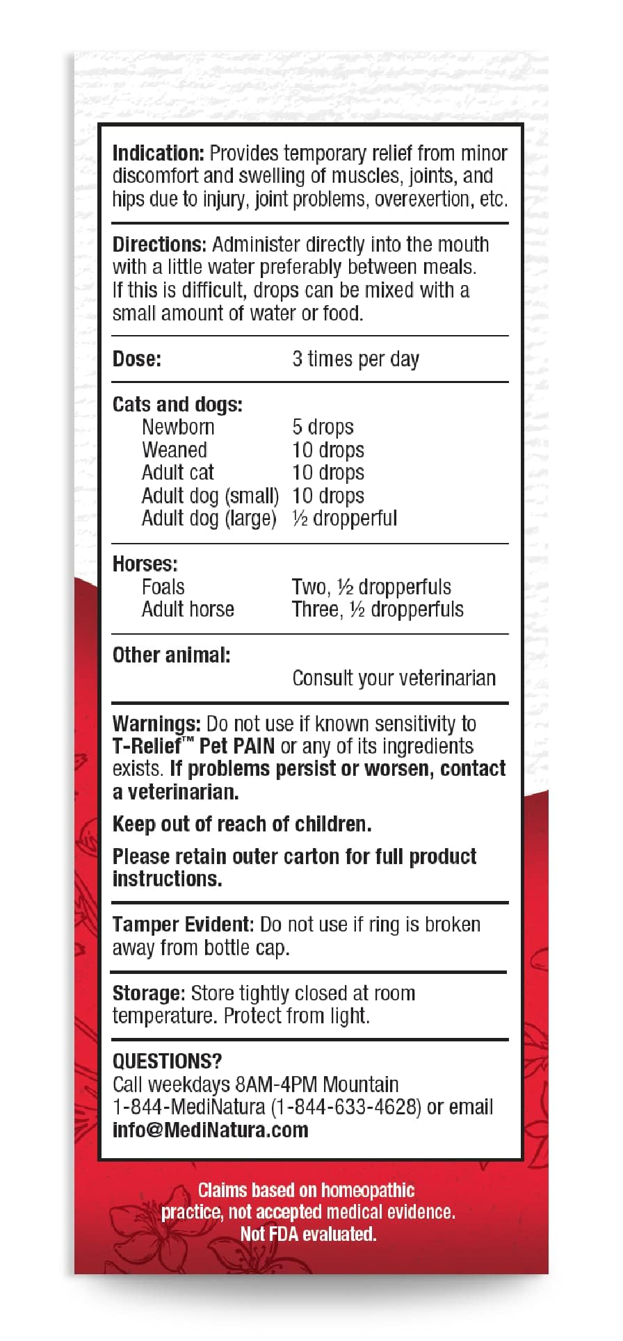 Pet Discomfort Relief Oral Drops 1.69 oz W78218