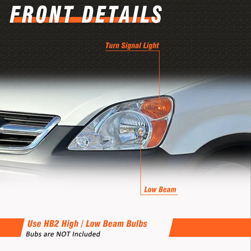 2002-2004 Honda Crv Chrome Headlights Assembly Pair J306901