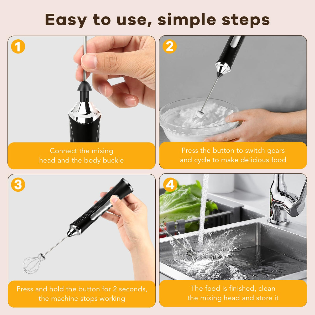 Handheld Rechargeable Milk Frother with Stand K19052