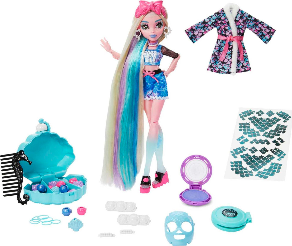 Monster High Doll with Hairstyling Clips, Hair Chalk & Tattoos S96312
