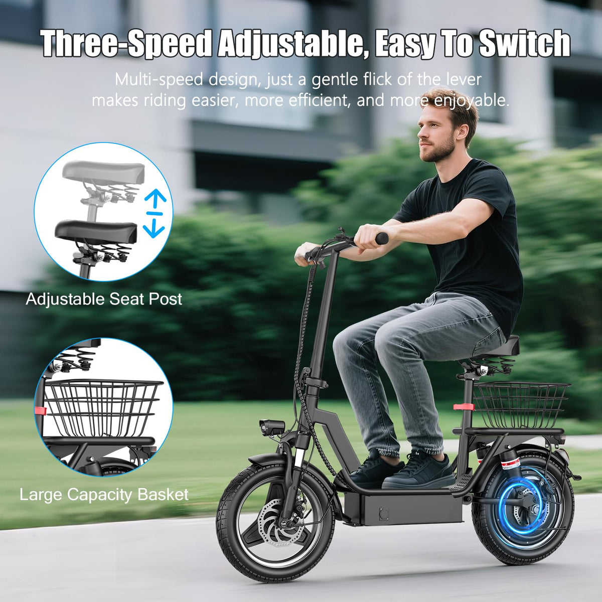 Foldable Electric Scooter with Seat D9984
