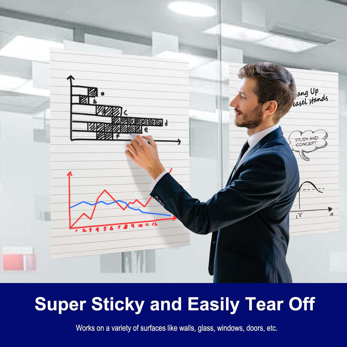 Lined Sticky Easel Pad, 25 x 30 Inches, 30 Sheets/Pad, 2 Pads/Pack P45644