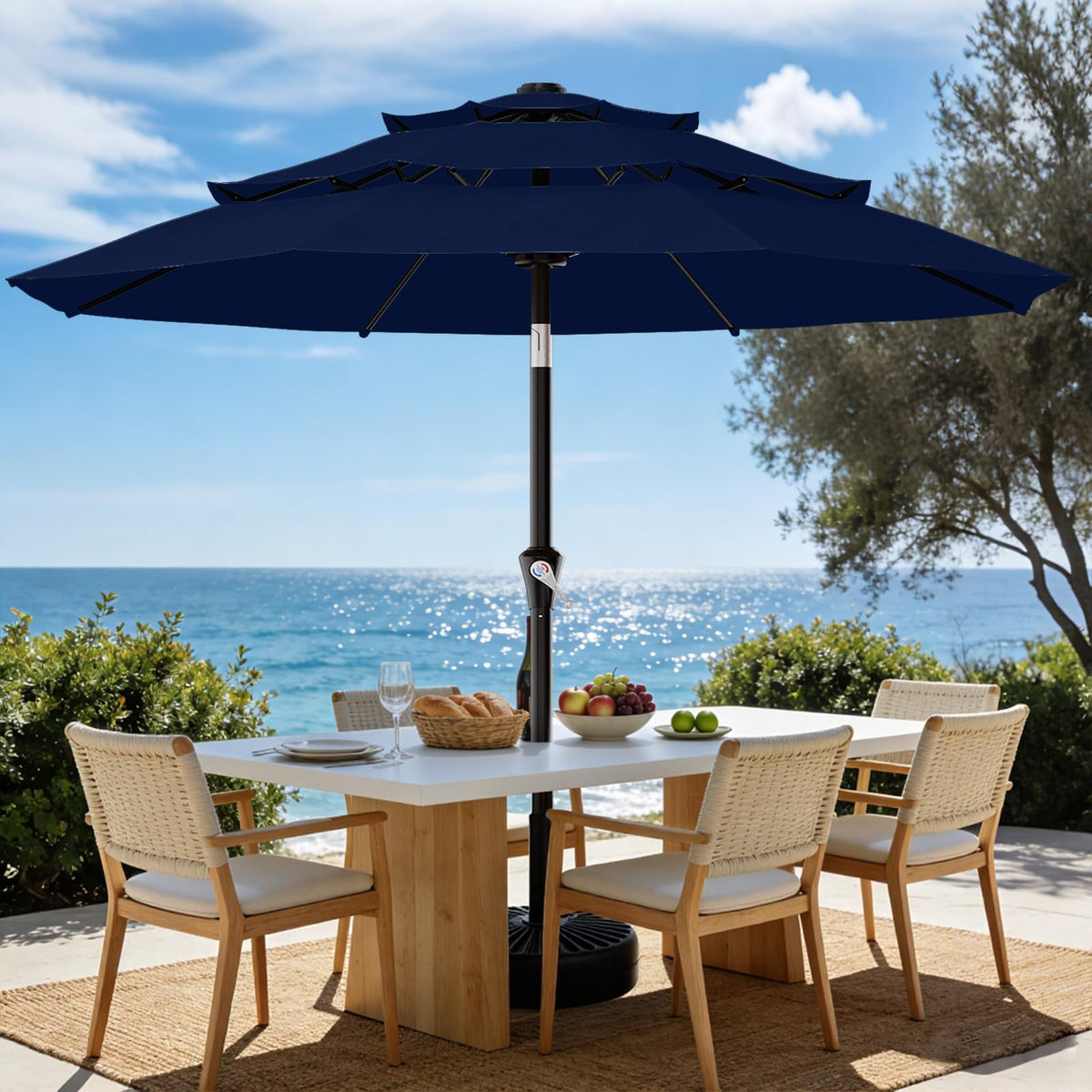 9ft 3-Tier UV Protection Windproof Patio Umbrella Q353376