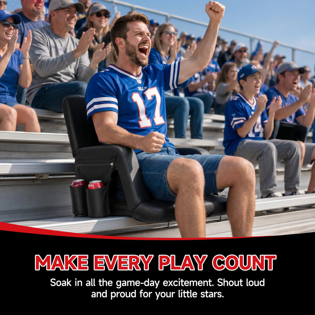 2 Pack Folding Stadium Seats with Back Support and Cushion G275