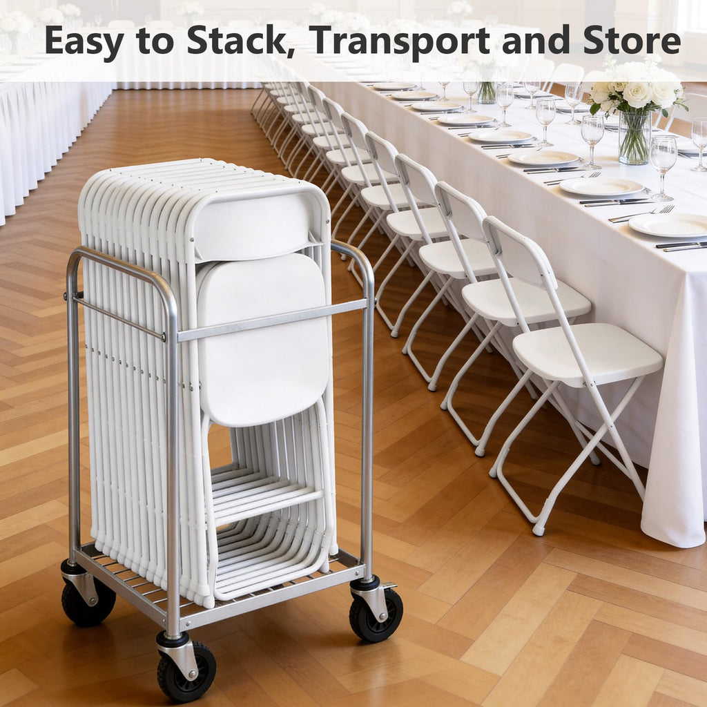 White 10 Pack Plastic Folding Chairs with Metal Frame I2657