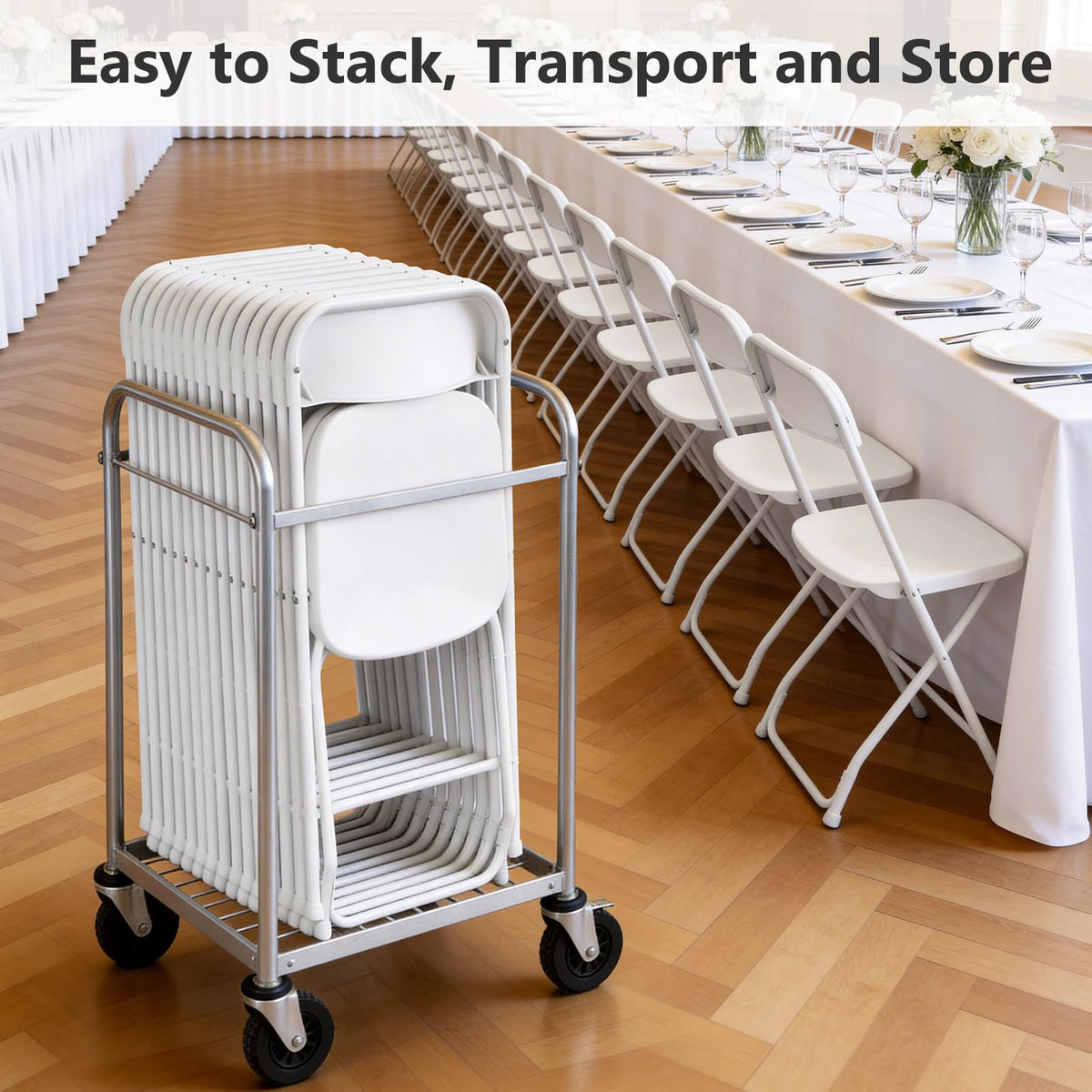 White 10 Pack Plastic Folding Chairs with Metal Frame I2657