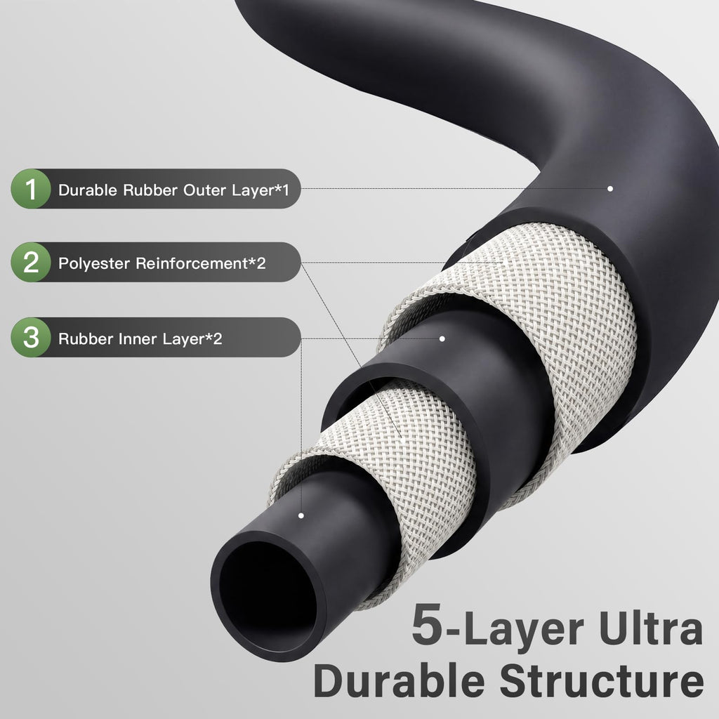 3/4" x 100ft 5-Layer Heavy Duty Brass Rubber Garden Hose H6636