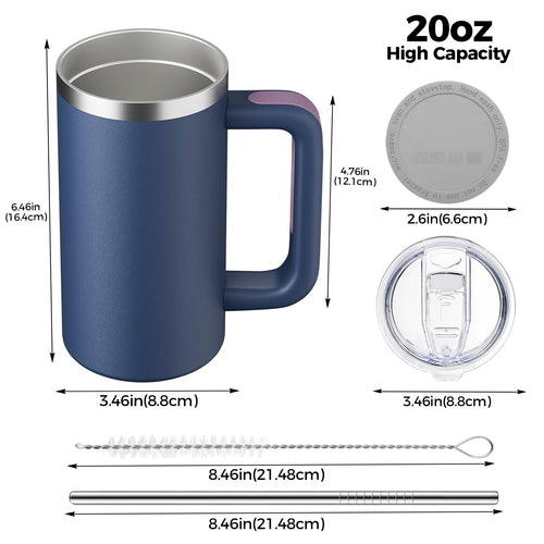 20oz Insulated Coffee Mug With Handle Ocean Blue A4086