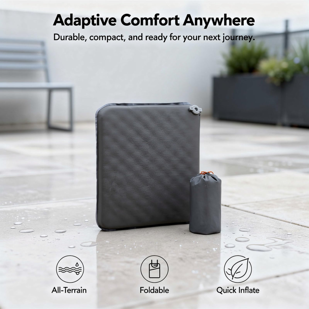 2 Pcs Inflatable Seat Cushion, 16.9 x 13 in Nylon TPU T187