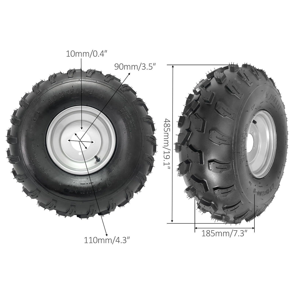 19x7-8 ATV UTV Off-Road Tire and Wheel with 8-Inch 4-Hole Rim U27748